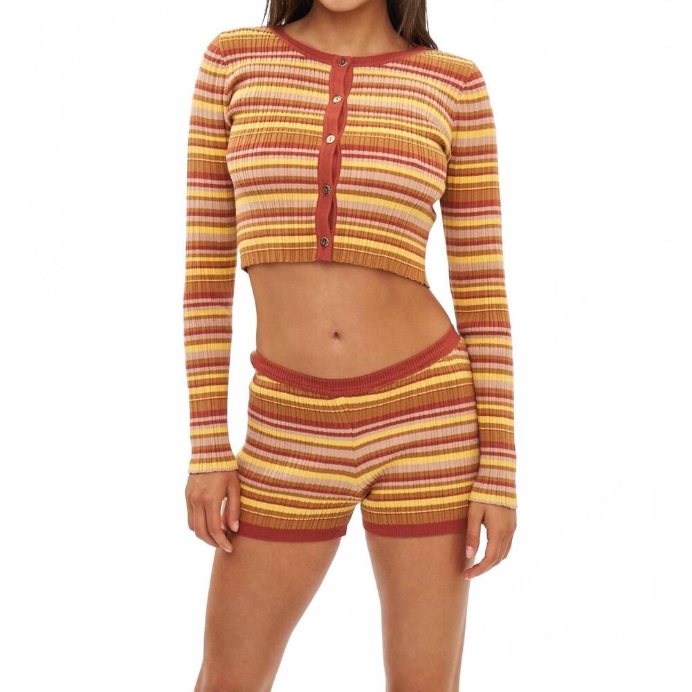 NEW BANANHOT mike cropped cardigan in jack toffee rib